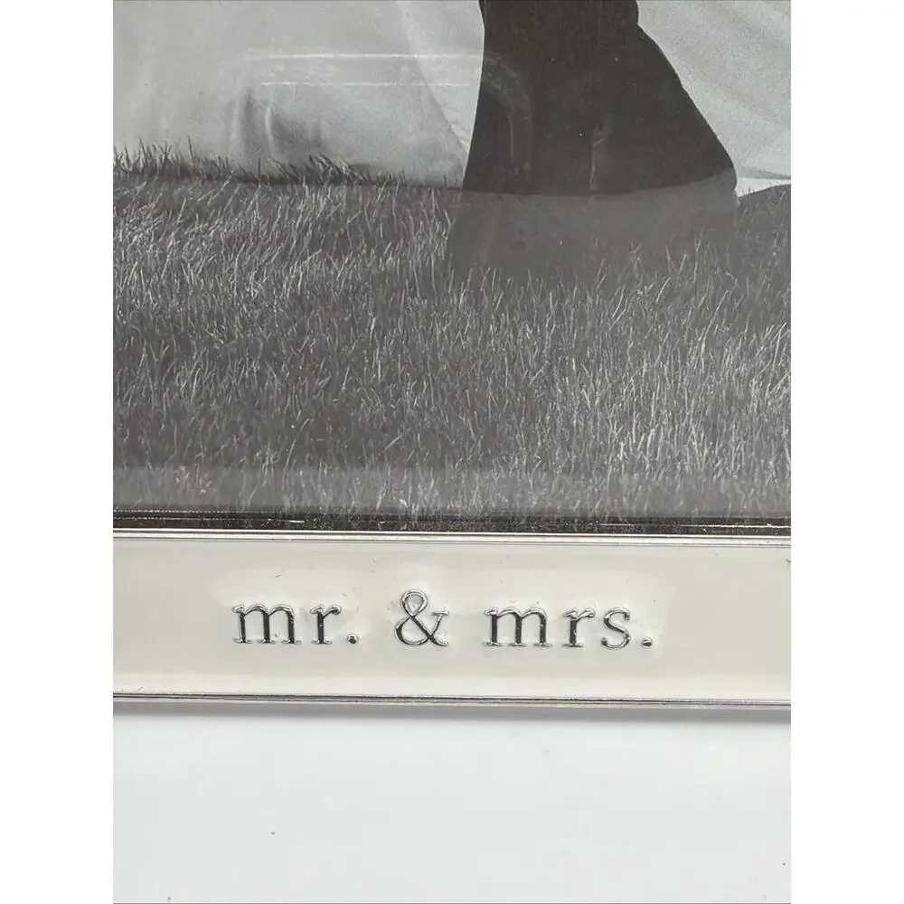 Mud Pie Frame Wedding White Metal 8X10 Picture Enamel Mr. & Mrs. Classic NEW